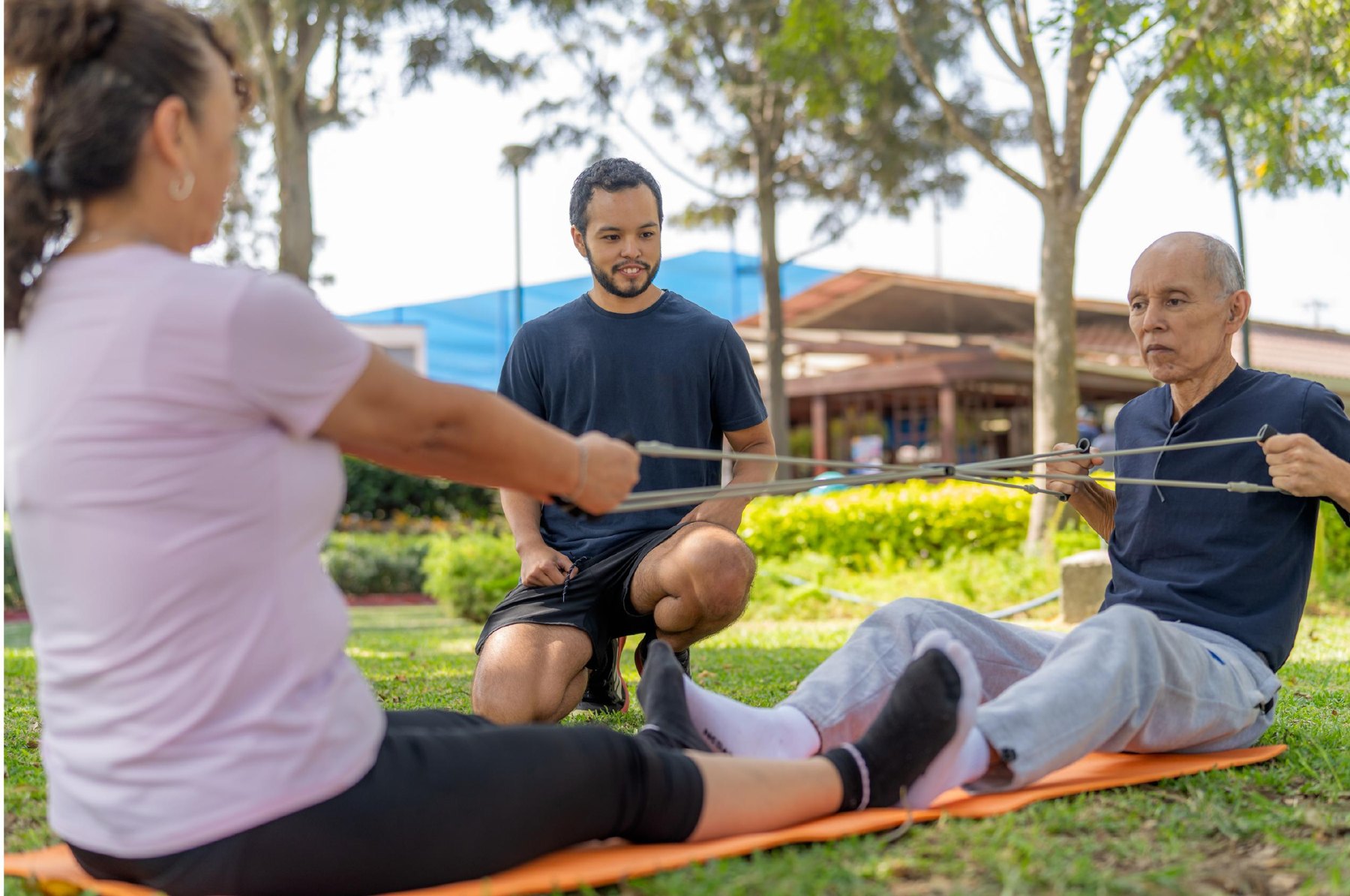 A community exercise class outdoors